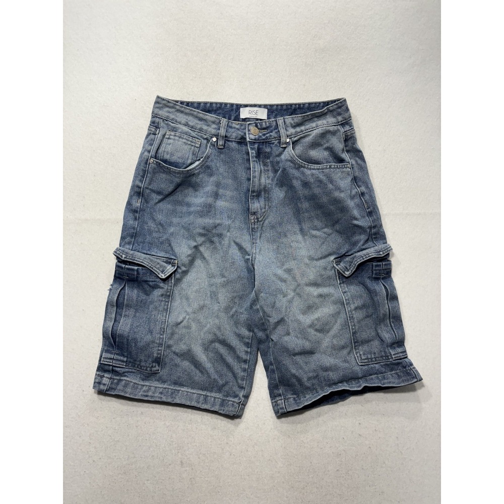 Rise Supply Co Shorts Juniors 11 Blue Denim Cargo Relaxed RS3005HRJ-Y436-D